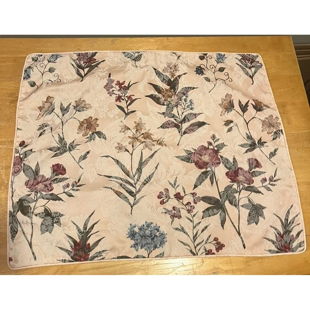 Springs Pillow Sham Standard Beige Floral Damask‎ Wild Flowers Stripes Cottage